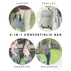 Gray Kuni Multi-Function Laptop Bag Trolley Backpack Travel Shopping Bag - NWT